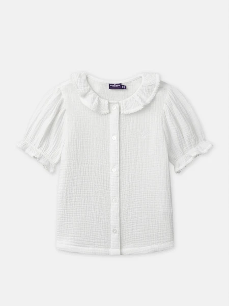 Chemise blanche à manches courtes Fille