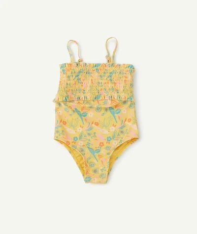 LE MAILLOT DE BAIN 1 PIÈCE JAUNE FLEURI EN FIBRES RECYCLÉES