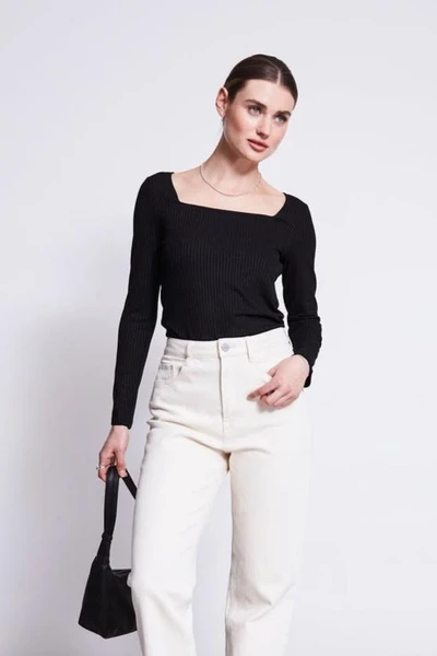 T-shirt à manches longues noir en tencel - fria black Jan'n June