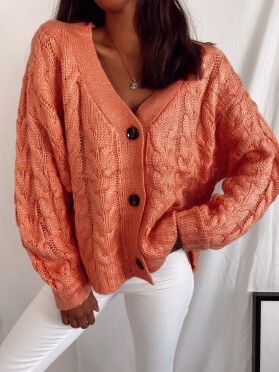 Gilet en maille tressée KIWI corail Couleur Corail Taille S
