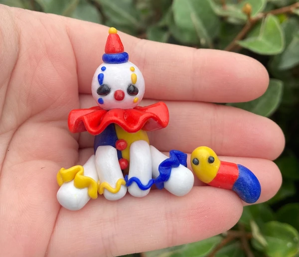 Figurine clown Pierrot Classic Arlequin fait main