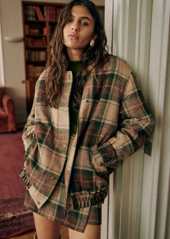 Manteau Richie - Carreaux Carlisle - Laine - Sézane