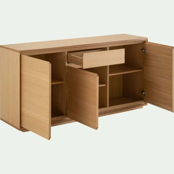 AGOSTA - Buffet bas en bois 3 portes 1 tiroir - naturel