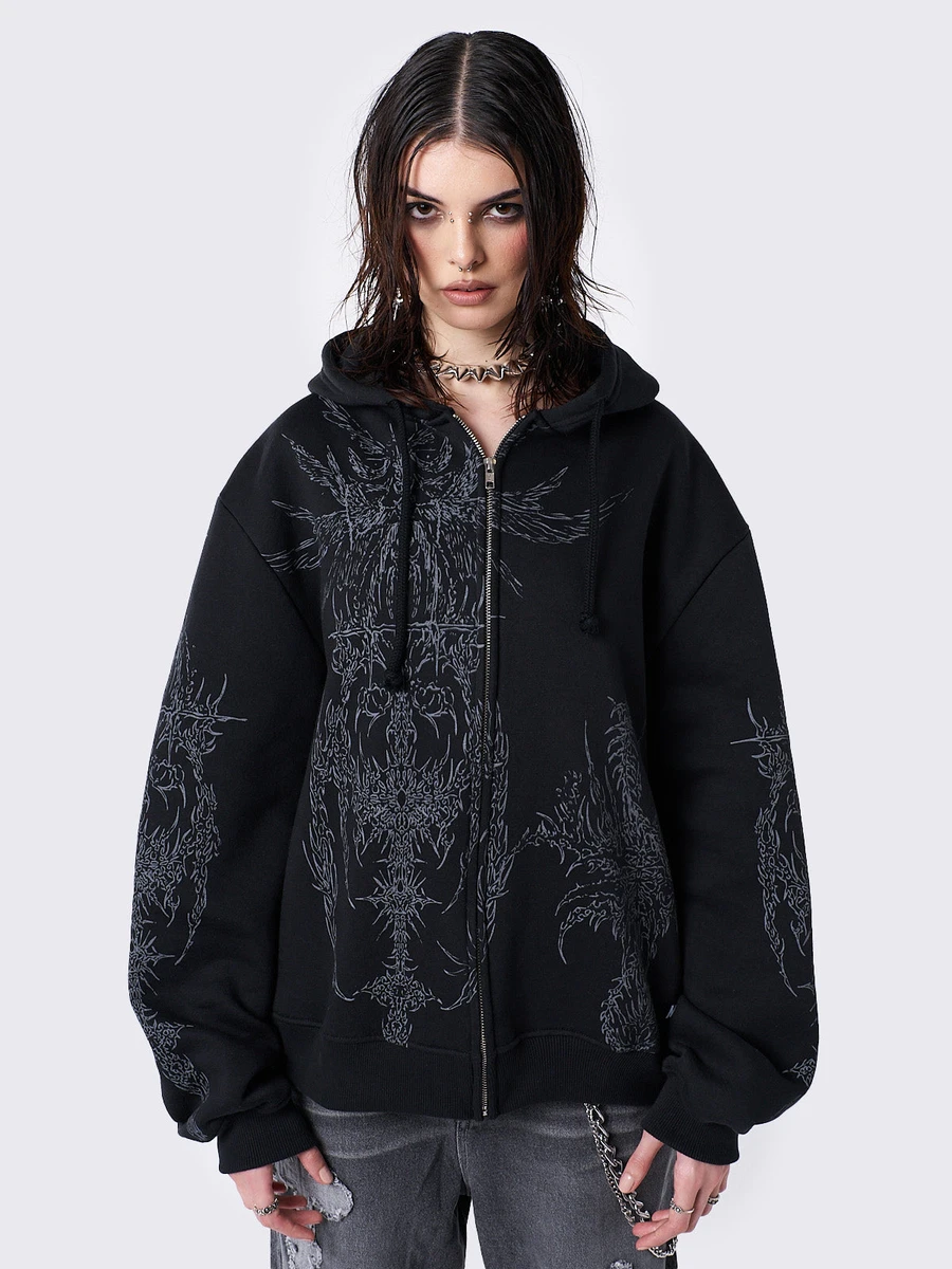 Enigmatic Black Zip Up Hoodie