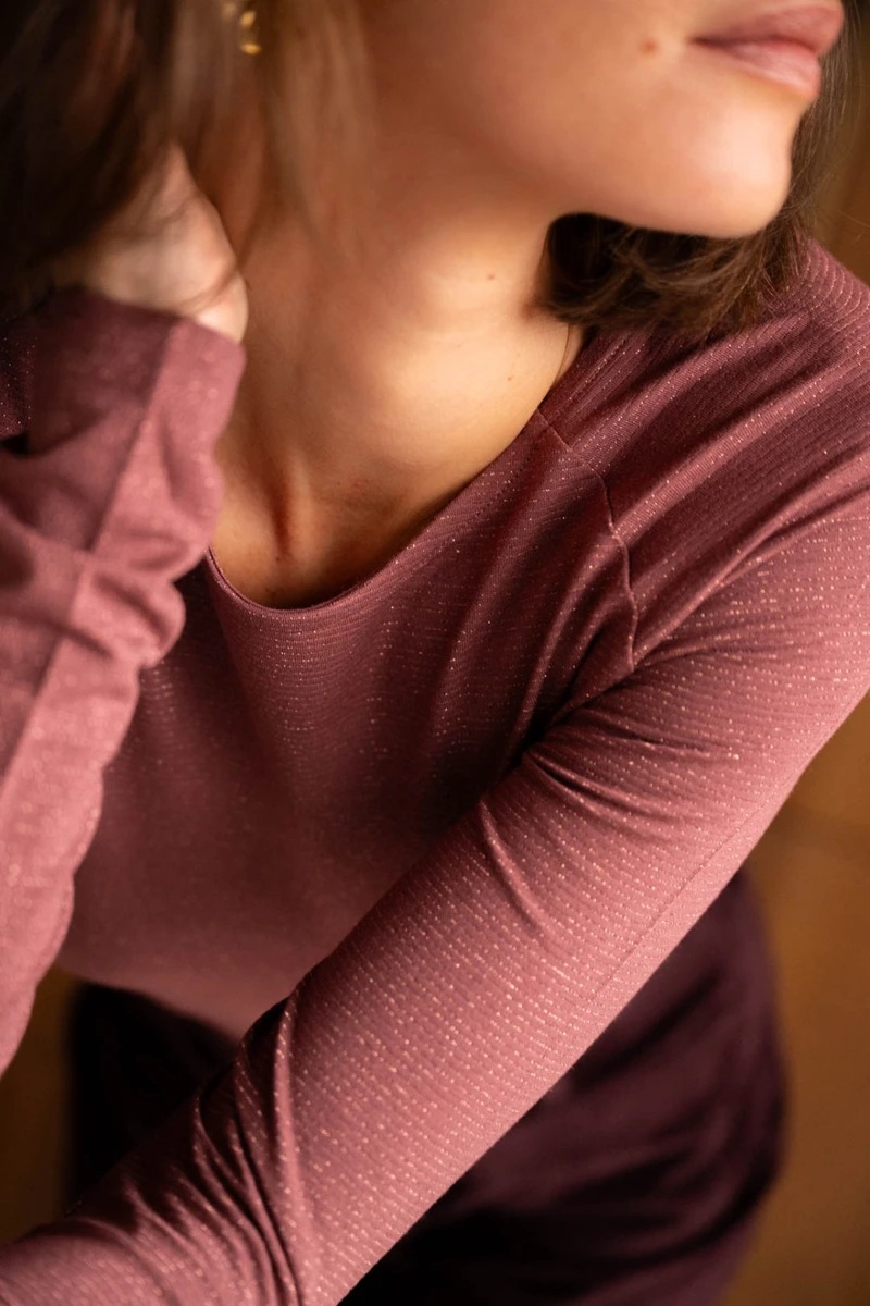 Top Raye Lurex - Rose - Boutique Libertie