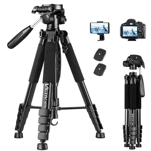 Trépied Appareil Photo pour Smartphone, Victiv 185cm Trépied Caméra en Alliage Aluminium Léger, avec tête pan Amovible à 3 Voies, Trepieds Photo Compatible DSLR Nikon Canon Camera (Nouveau Améliorer)