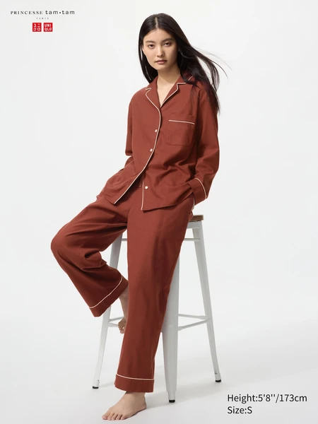 Pyjama en flanelle (Manches Longues) pour Femme | UNIQLO FR