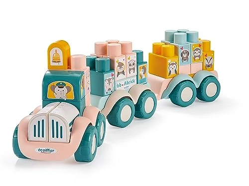 Jouets Ecoiffier - 7918 - Train des Animaux - BB Abrick - Jeu d'eveil - A partir de 12 mois - Origine France Garantie, Pastel