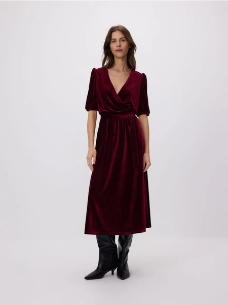Robe midi en velours