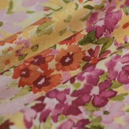 Tissu crêpe viscose ecovero fleur aqua multicolore