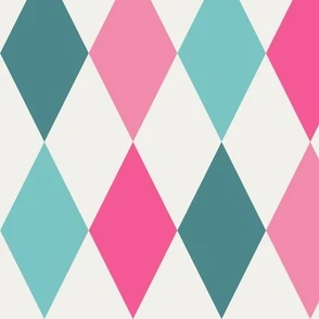 Harmonious Harlequins - Pink and Teal Fabric | Spoonflower