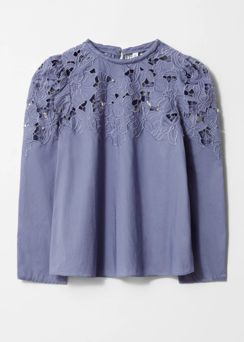 Blouse brodée à manches ballon