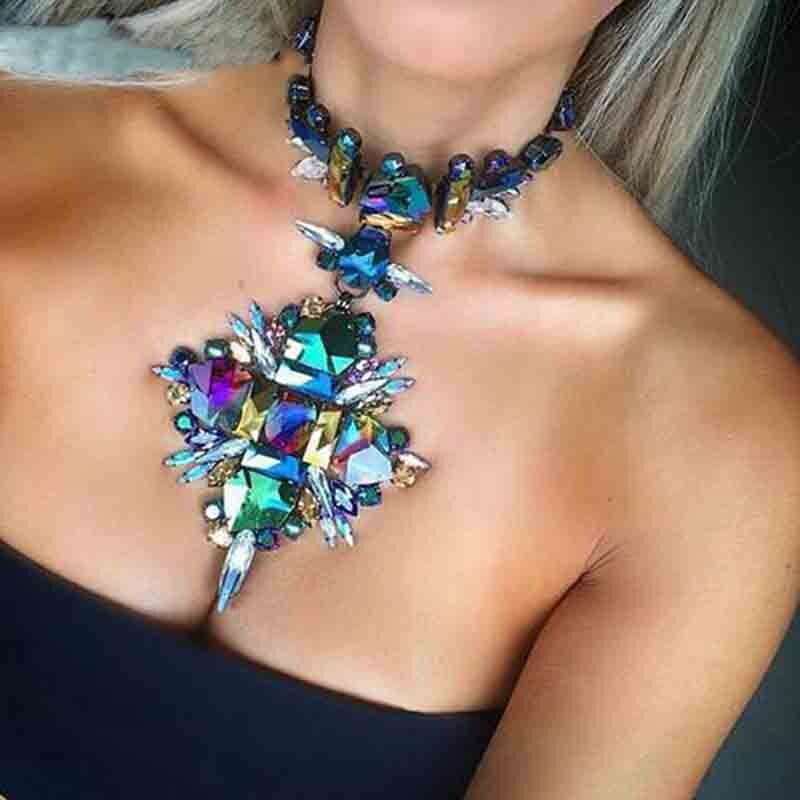 Collier ras du cou en cristal pour femmes, motif géométrique, personnalisé, style Boho, vente en gros, été, 2020