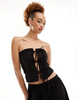 Lioness - Top bandeau d'ensemble avec liens devant - Noir | ASOS