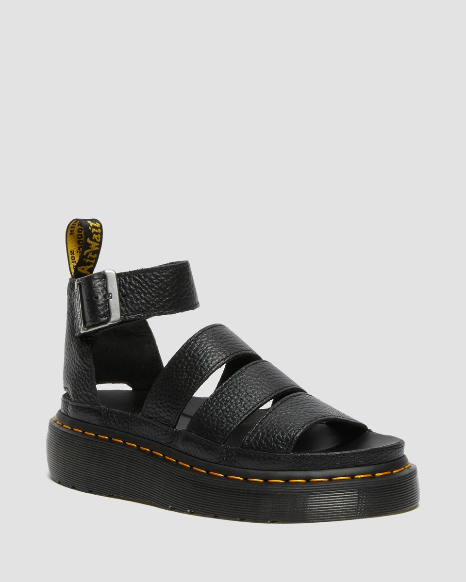 Sandales plateformes Quad Clarissa II en cuir Milled Nappa en Noir | Dr. Martens