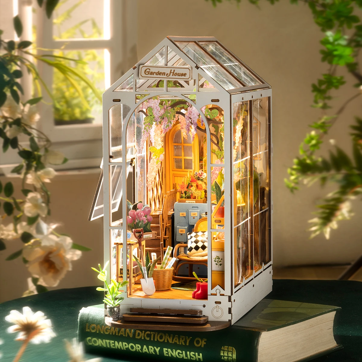 Rolife Étagère de coin pour livres - Maison de jardin de vacances TGB06