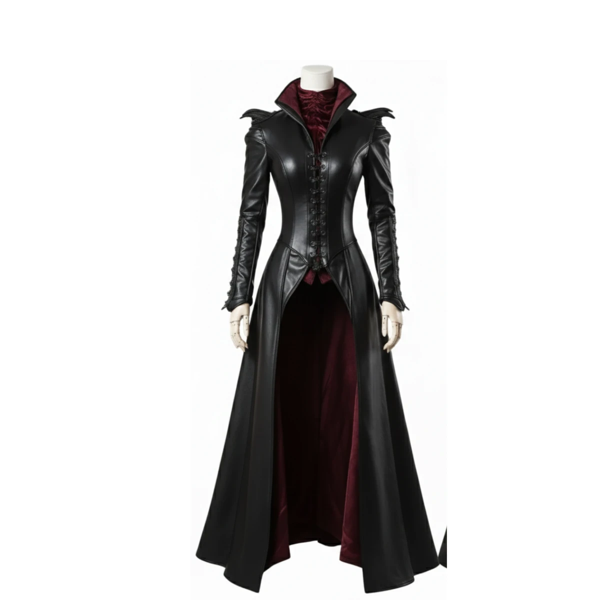 The Bloodthorn Queen - Handmade Leather Gothic Vampire Queen Dress – Fantasy Leather Bodice Long Coat - Evil Queen Cosplay -Ren Faire Outfit