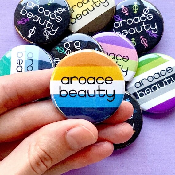 Bouton de beauté AroAce // Drapeau de fierté et noir subtil // Électio incliné orienté Aspec aromantique asexué
