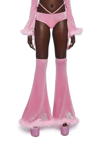 Dolls Kill x Bratz Velvet Shorts And Leg Warmers Set- Pink