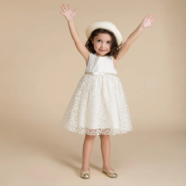 Robe de cérémonie bi-matière à dos ajouré cœur pour bébé fille | Orchestra