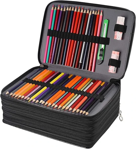 Shulaner Trousse à Crayons pour 250 Crayons avec 5 Fermetures éclair Multicouches Grande capacité 250 emplacements