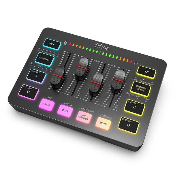 33.75€ 72% de réduction|FIFINE Centre commercial audio de jeu, streaming, centre commercial RVB à 4 canaux, interface de microphone XLR, voix de jeu, podcast, AmpliGame SC3 | AliExpress