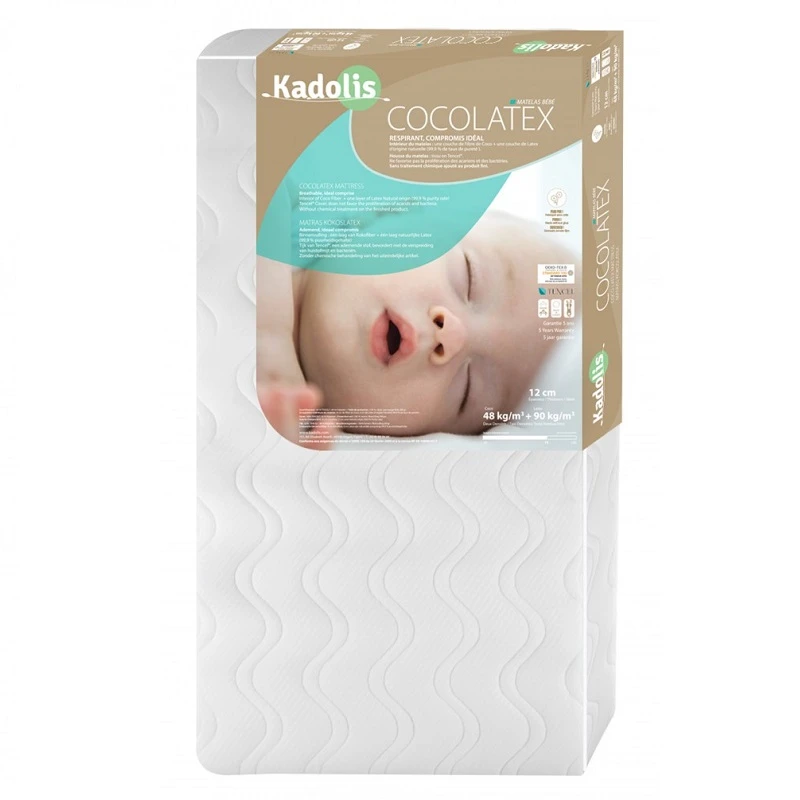 Kadolis - Matelas Bébé Coco Latex 60 x 120 cm - Sebio
