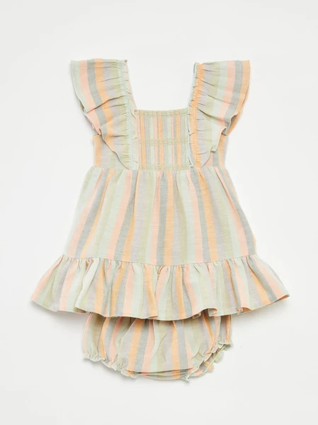 Ensemble robe + culotte multicolores volantées - 2 pièces