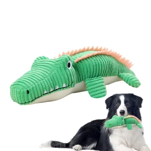 Jouets en peluche pour chien, jouets en peluche pour chiens, dentition crocodile mignon et résistant aux morsures, animal en peluche durable de 110 g pour occuper les animaux de compagnie, 36,57 x