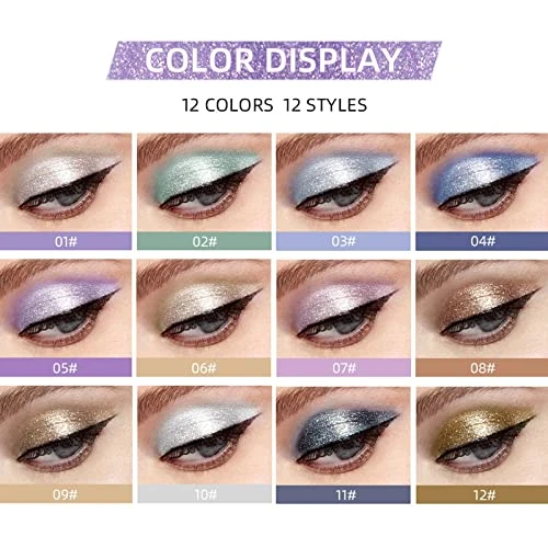 Fard a Paupiere Liquide, MKNZOME 16 Couleurs Maquillage Femme Fard a Paupiere Paillette Imperméable Longue Durée Pigmenté Étincelant Shimmer Yeux Maquillage Ombre à paupières Femme Filles