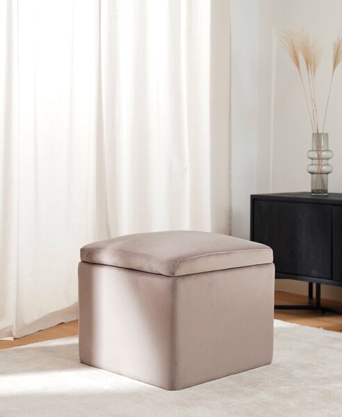 Pouf avec rangement velours taupe Winou | WestwingNow