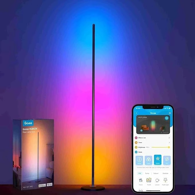 Govee RGBIC Lampadaire LED, WiFi Lampadaire sur Pied Fonctionne avec Alexa, Matter, Google Assistant, Musique Sync, 16 Millions Couleurs et 61 Modes de Scène, Lampe Moderne pour Salon et Chambre [Classe énergétique G]