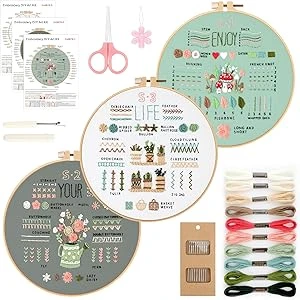 GlasFlength embroidery kit for adults embroidery kit for beginners flower flower plant embroidery kit cross stitch kit with plastic embroidery frame instructions and tools : Amazon.com.be: Arts & Crafts