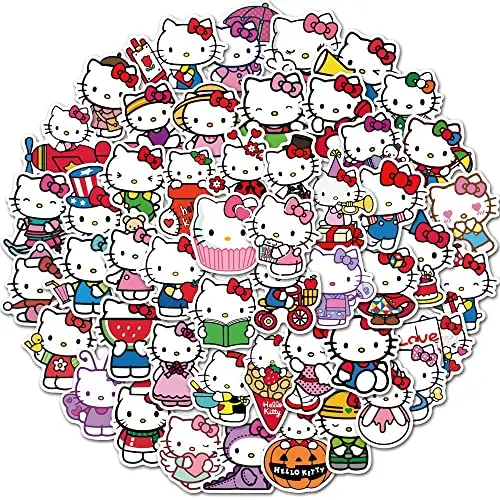 Graffiti Autocollant,Hello Kitty Autocollant 50 PCS Étanche Stickers Vinyles pour Ordinateur Portable Enfants Voitures Moto Vélo Skateboard Bagages Bumper Stickers Hippie Autocollants