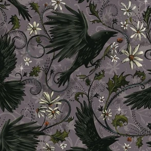 Mystic Crows - Thistle (Large) Fabric | Spoonflower