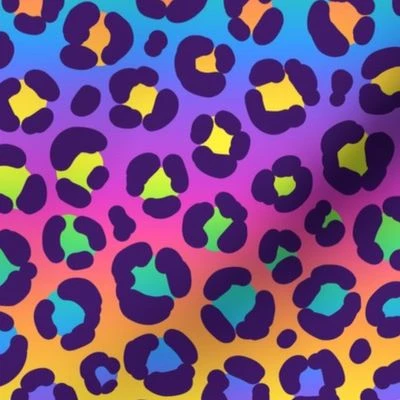 90s rainbow leopard LARGE Fabric | Spoonflower