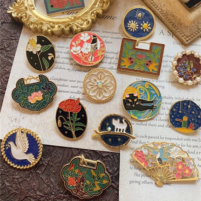 Ffacell – ensemble de brochets métalliques Vintage, ronds, dorés, Van Gogh, pour femmes et filles, cadeaux de fête, 2020