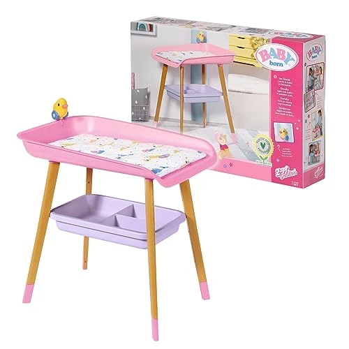 BABY born Table à Langer - Pour les Tout-petits de 3 Ans et Plus - Adapté aux Petites Mains des Enfants - Table avec Porte-Serviettes Amovible