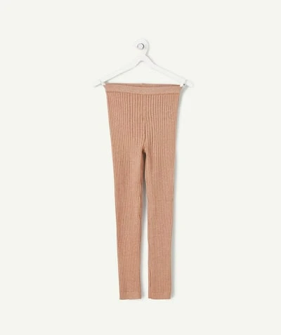 Legging fille côtelé marron