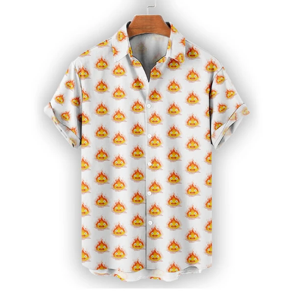 Calcifer Howl's Moving Castle Button Up Shirt | Tropi Hawaiian Shirts Store