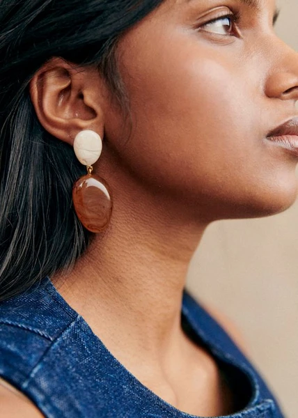 Boucles d'oreilles Carla - Ecru Multi - Résine - Sézane