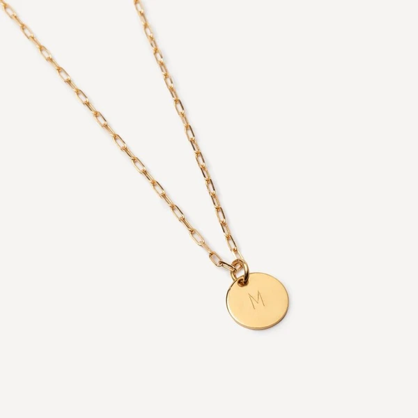 Collier Fin Médaille - Lettre au Choix