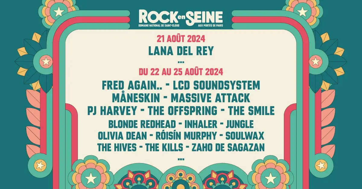 Festival Rock en seine - 22, 23, 24, 25 août 2024 - Saint-Cloud (92)