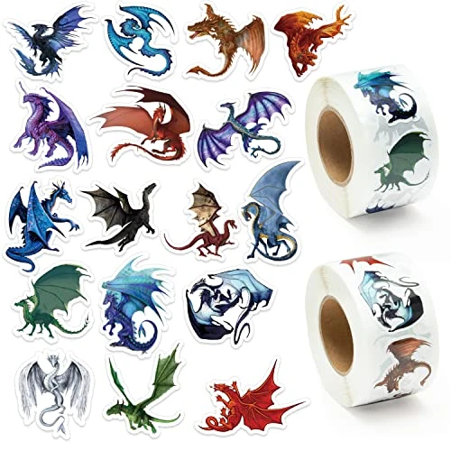 GROBRO7 Lot de 1000 autocollants réalistes Dragon - En vinyle imperméable - Pour bouteille d'eau, scrapbooking, ordinateur portable, sac de fête, remplissage
