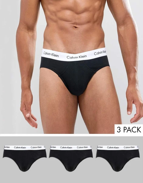 Calvin Klein - Cotton Stretch - Lot de 3 slips - Noir