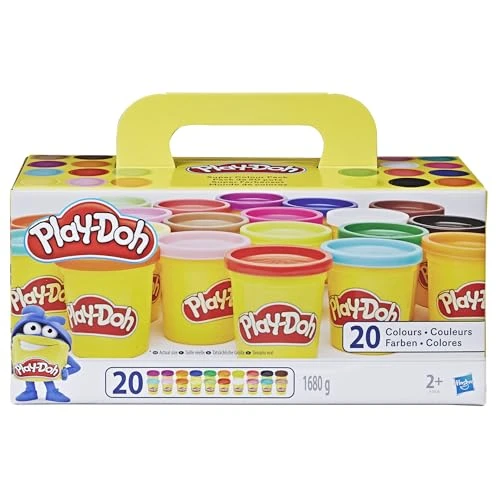 Play-Doh, 20 Pots de Pâte à Modeler avec des Couleurs Différentes, Jeu Éducatif pour Filles et Garçons dès 2 Ans, Cadeau pour Anniversaire, Activité Créative
