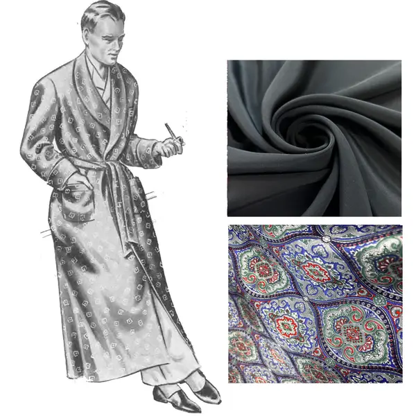 Modèle de couture des années 1940 : Robe de chambre à col châle pour hommes, robe, veste de smoking - Multi-tailles