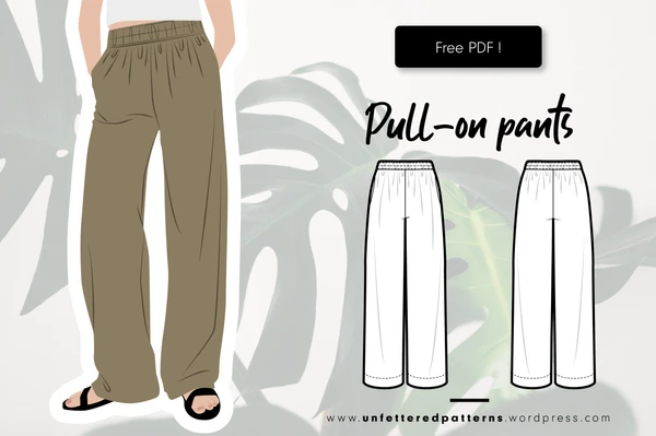 Wide-leg pull-on pants – Free sewing pattern download PDF #UP1052