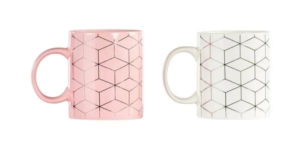 Mug 35 cl 2XASS LOUISIE blanc/Rose/Argent