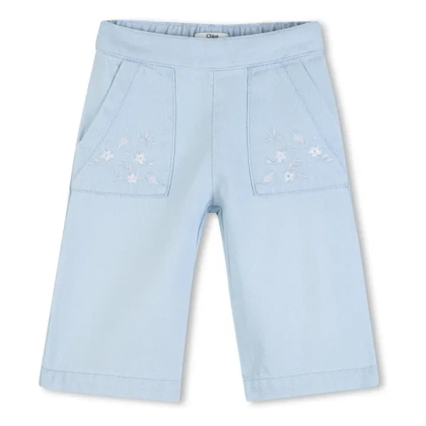 Pantalon Denim Brodé | Bleu